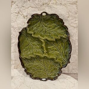 vintage green cabbage or lettuce leaf ceramic platter